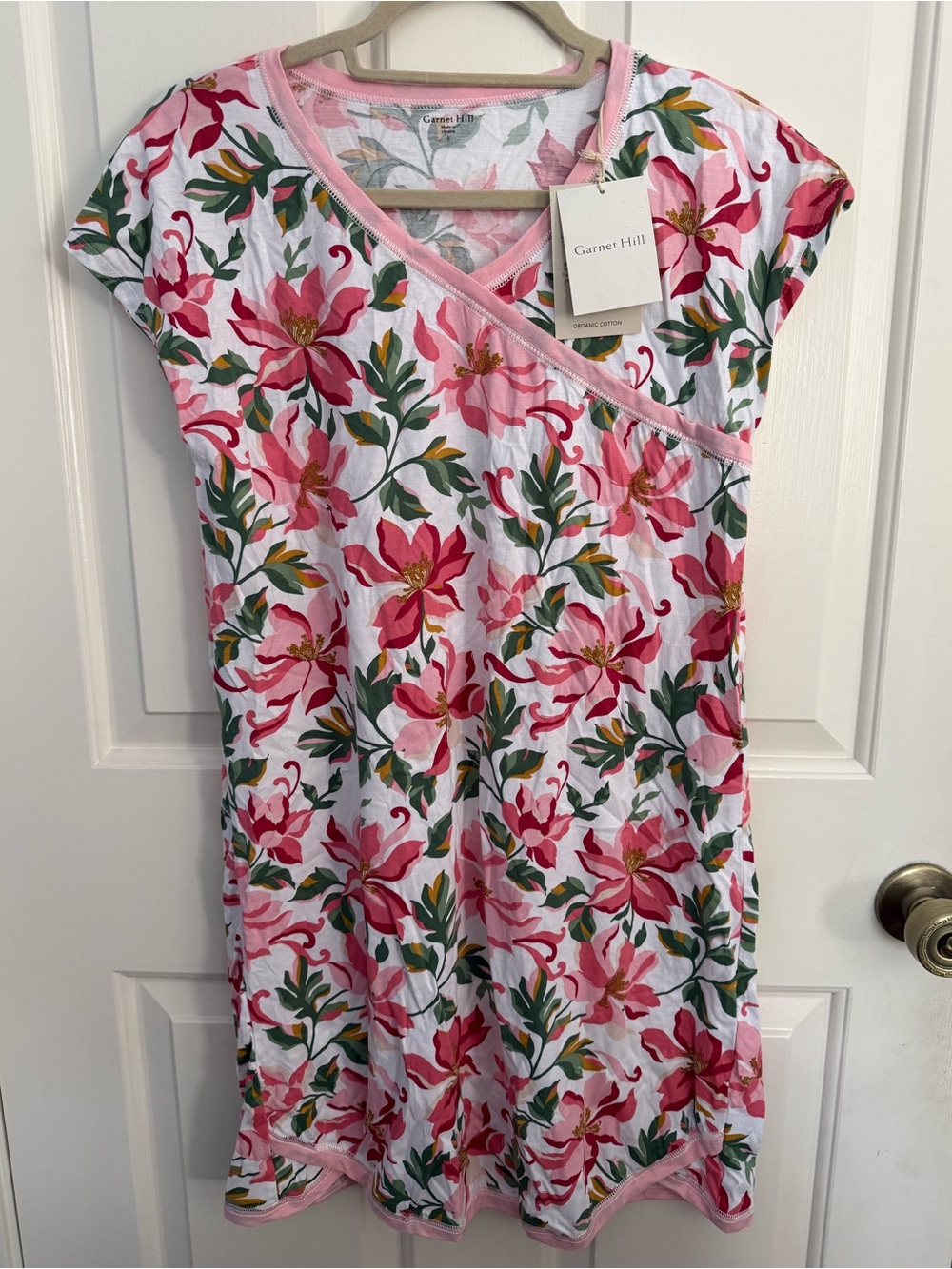 Garnet Hill Asian Wrap Organic-Cotton Gown NWT